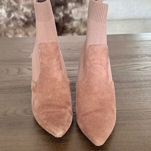 Steve Madden Blush Suede & Knit Pointed Ankle Boots